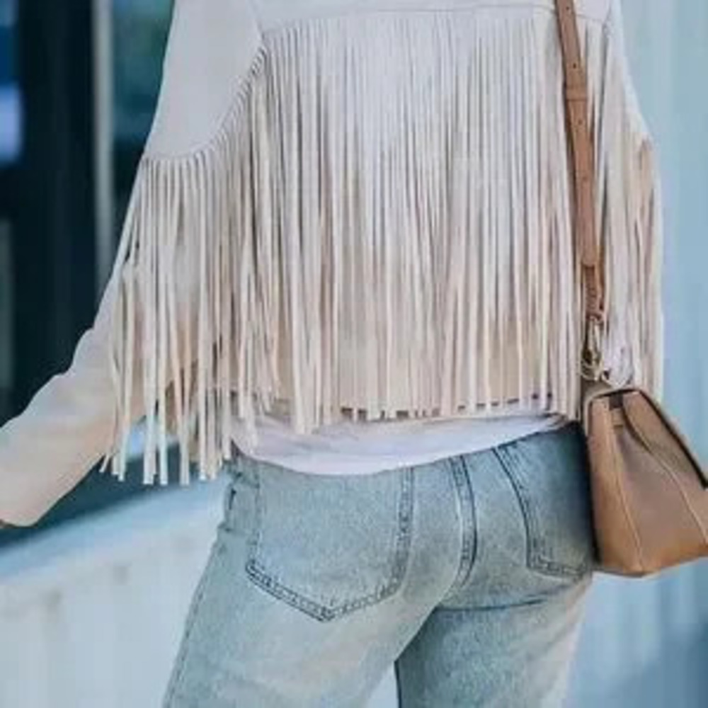 Chic Fringe White Jacket - Picture 3 of 4